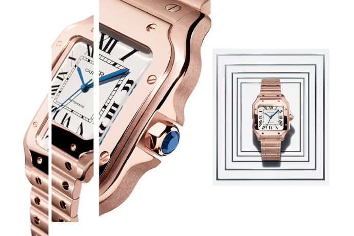 Cartier sublime la forme sobre de la montre Santos-Dumont
